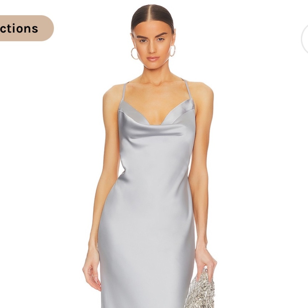 NORMA KAMALI cross back bias gown in silver